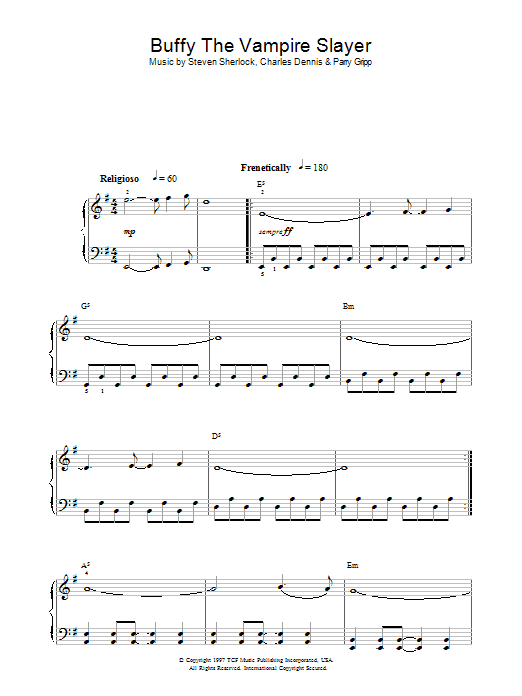 Nerf Herder Theme From Buffy The Vampire Slayer sheet music notes and chords arranged for Piano, Vocal & Guitar Chords