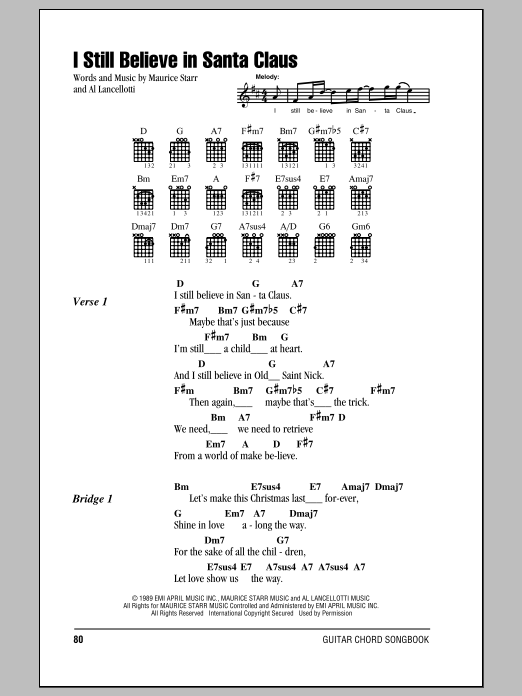 Al Lancellotti I Still Believe In Santa Claus sheet music notes and chords arranged for Easy Guitar