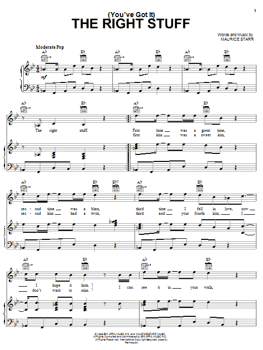New Kids On The Block (You've Got It) The Right Stuff sheet music notes and chords arranged for Piano, Vocal & Guitar Chords (Right-Hand Melody)