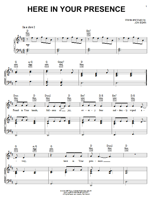 New Life Worship Here In Your Presence sheet music notes and chords arranged for Piano, Vocal & Guitar Chords (Right-Hand Melody)
