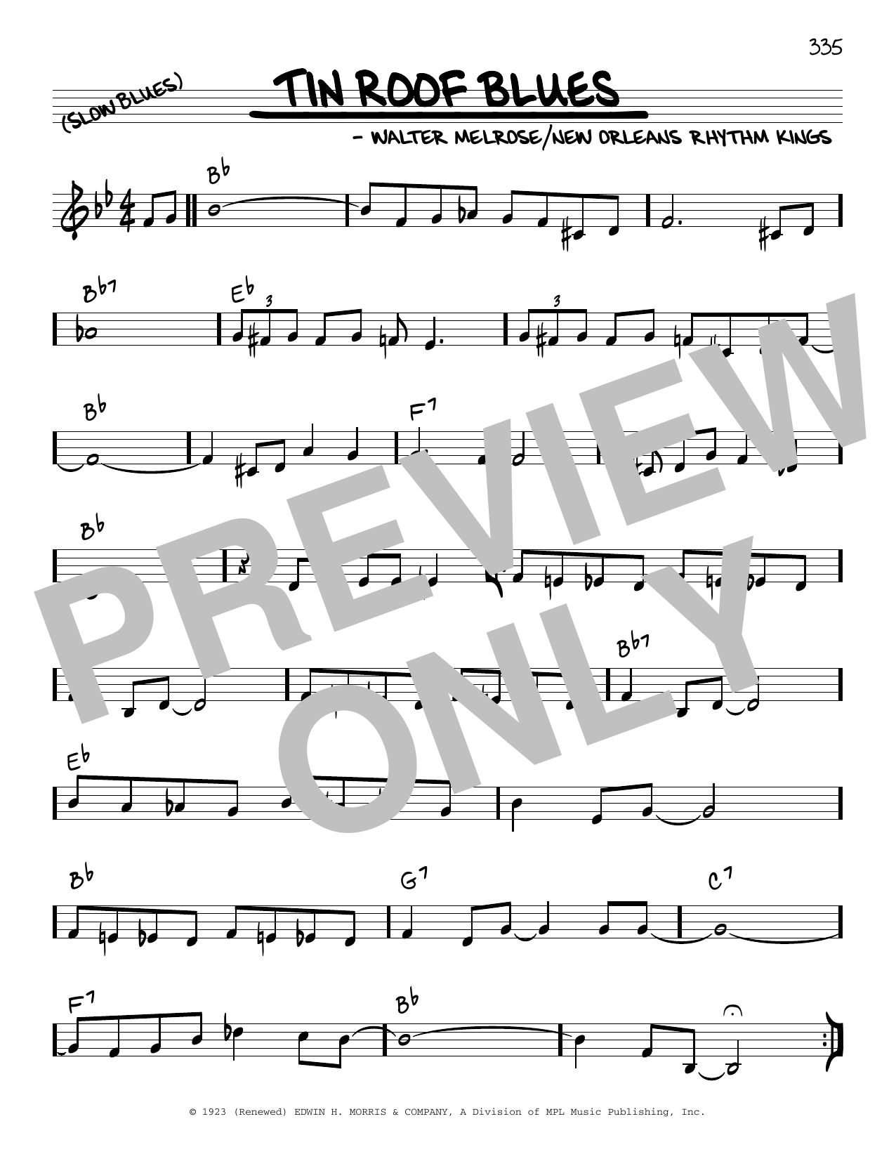 New Orleans Rhythm Kings Tin Roof Blues (arr. Robert Rawlins) sheet music notes and chords arranged for Real Book – Melody, Lyrics & Chords