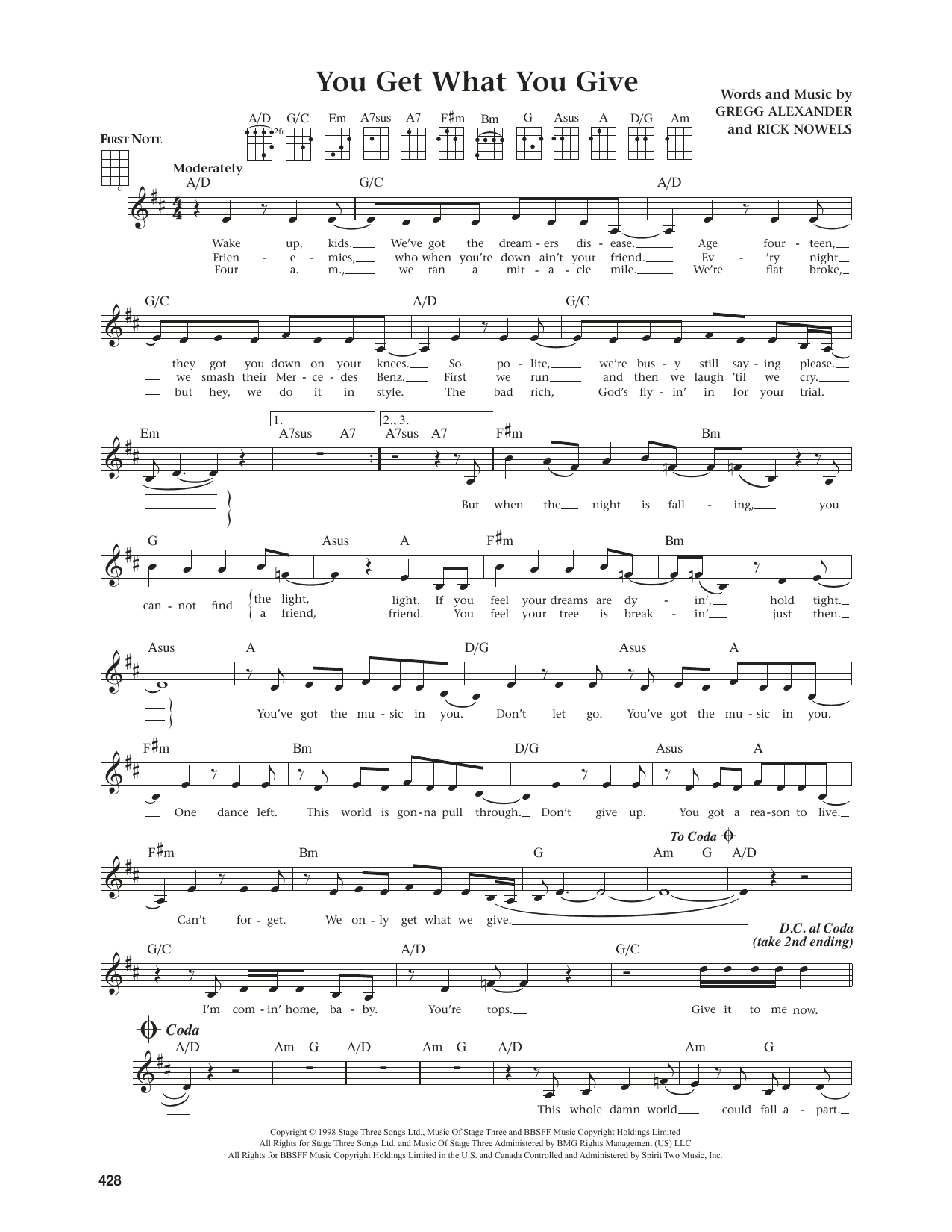 New Radicals You Get What You Give (from The Daily Ukulele) (arr. Jim Beloff) sheet music notes and chords arranged for Ukulele