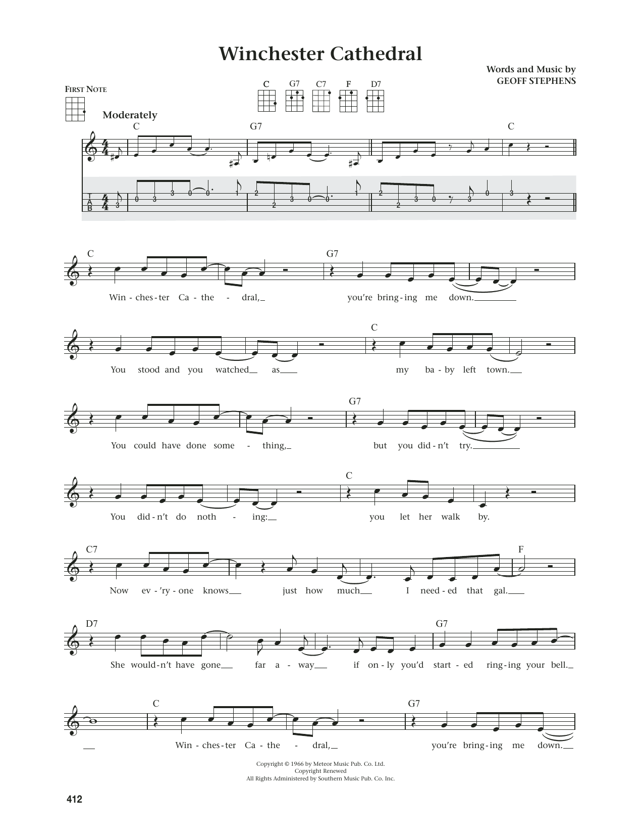 New Vaudeville Band Winchester Cathedral (from The Daily Ukulele) (arr. Jim Beloff) sheet music notes and chords arranged for Ukulele