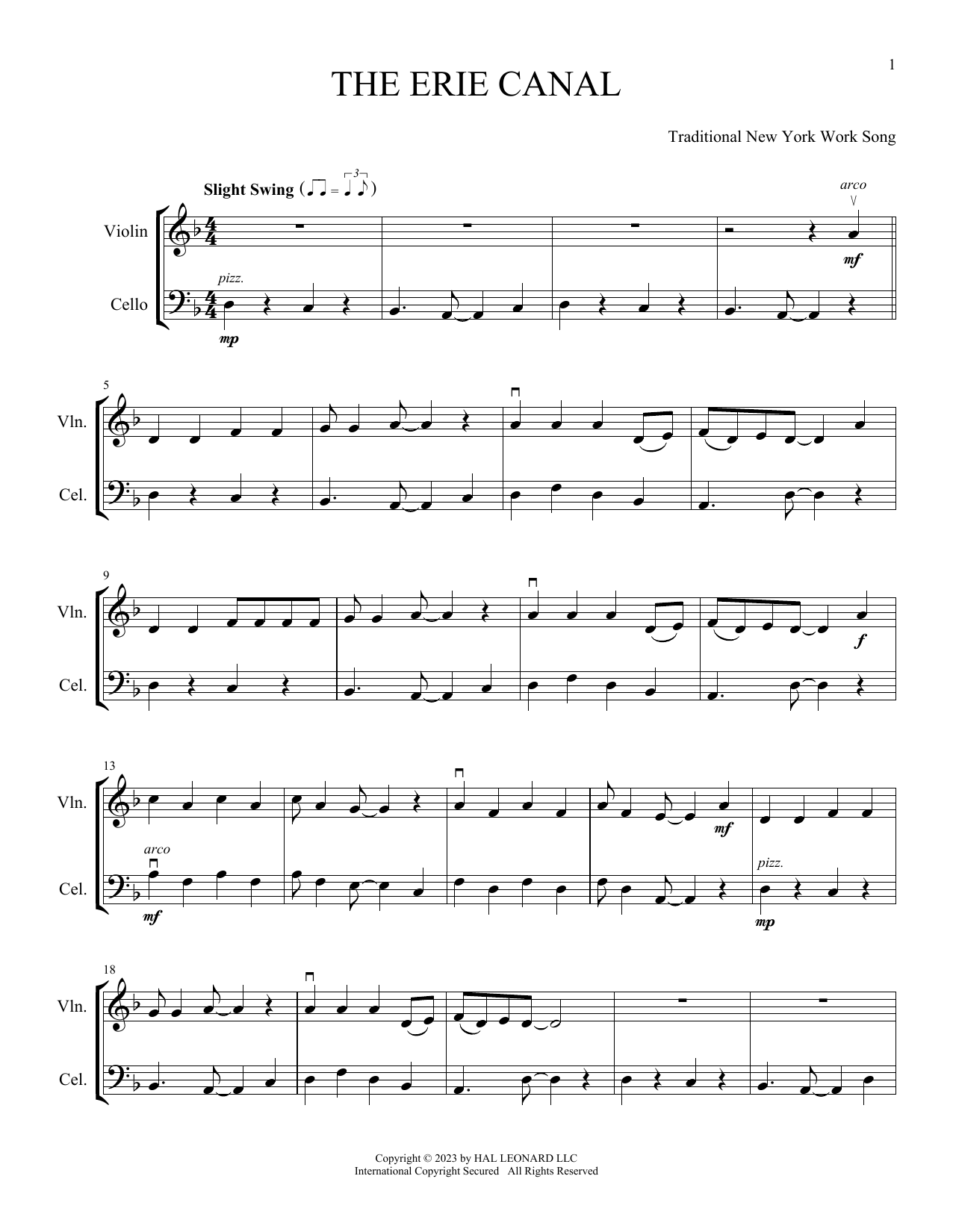 New York Work Song The Erie Canal (arr. Michelle Hynson) sheet music notes and chords arranged for Instrumental Duet