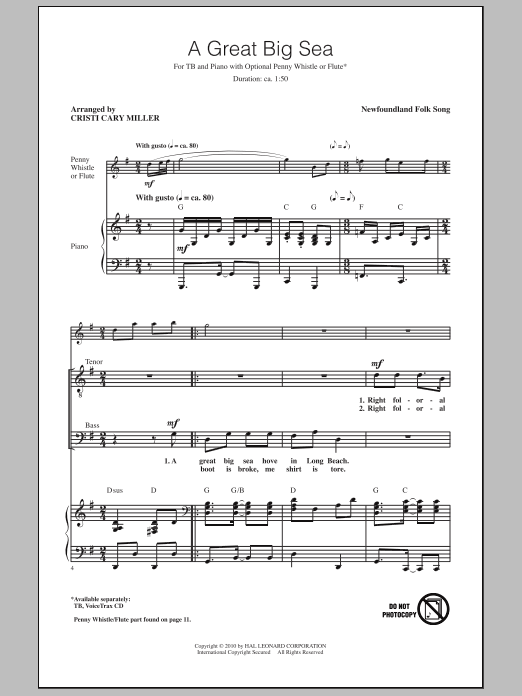 Newfoundland Folk Song A Great Big Sea sheet music notes and chords arranged for TB Choir