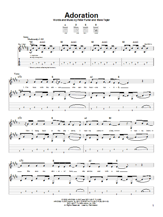 Newsboys Adoration sheet music notes and chords arranged for Guitar Tab