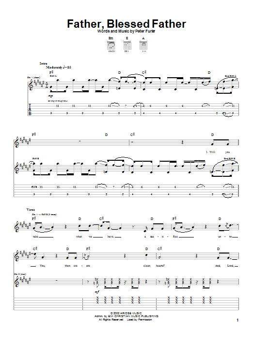 Newsboys Father, Blessed Father sheet music notes and chords arranged for Guitar Tab