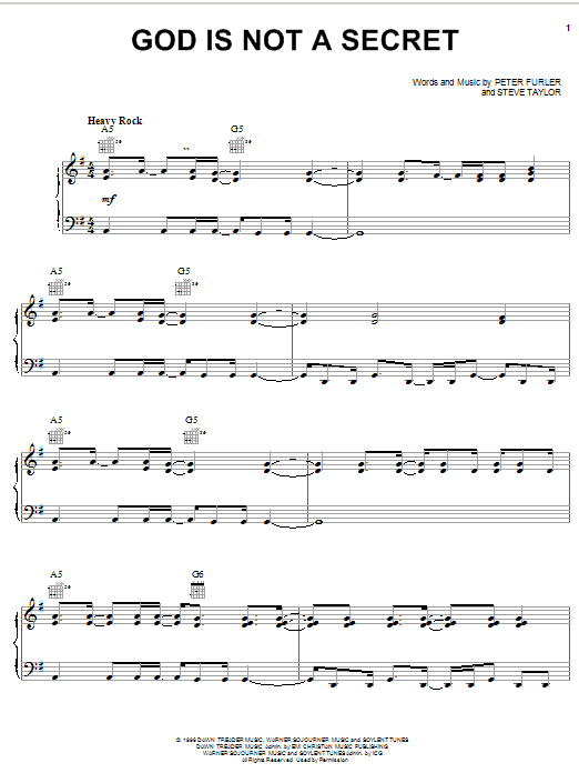 Newsboys God Is Not A Secret sheet music notes and chords arranged for Piano, Vocal & Guitar Chords (Right-Hand Melody)