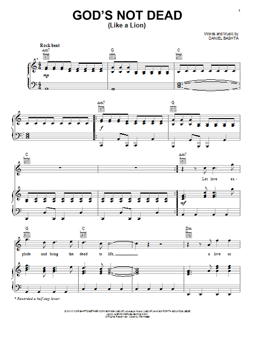 Newsboys God's Not Dead (Like A Lion) sheet music notes and chords arranged for Piano, Vocal & Guitar Chords (Right-Hand Melody)