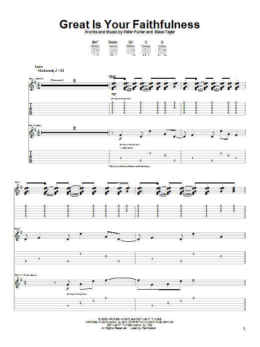Newsboys Great Is Your Faithfulness sheet music notes and chords arranged for Guitar Tab