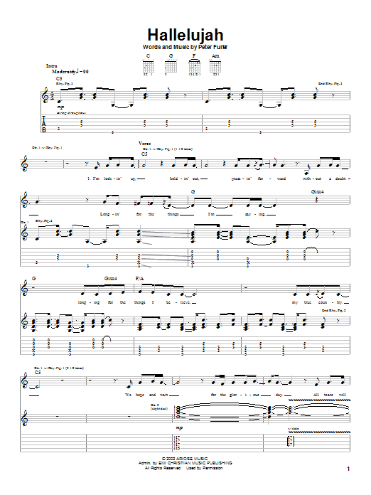 Newsboys Hallelujah sheet music notes and chords arranged for Guitar Tab