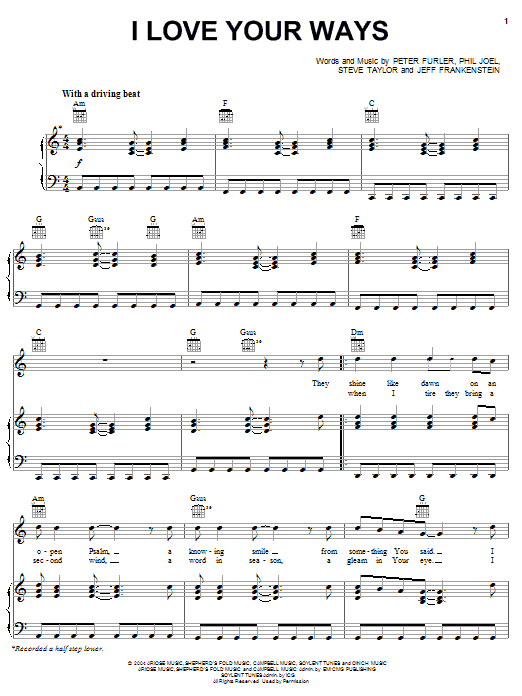 Newsboys I Love Your Ways sheet music notes and chords arranged for Piano, Vocal & Guitar Chords (Right-Hand Melody)