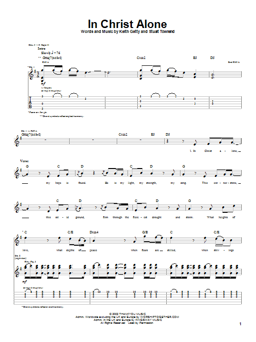 Newsboys In Christ Alone sheet music notes and chords arranged for Guitar Tab