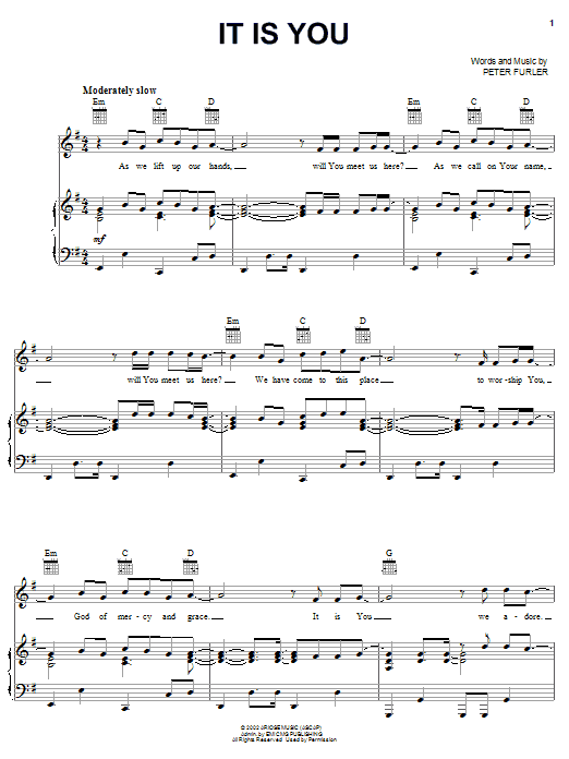 Newsboys It Is You sheet music notes and chords arranged for Piano, Vocal & Guitar Chords (Right-Hand Melody)
