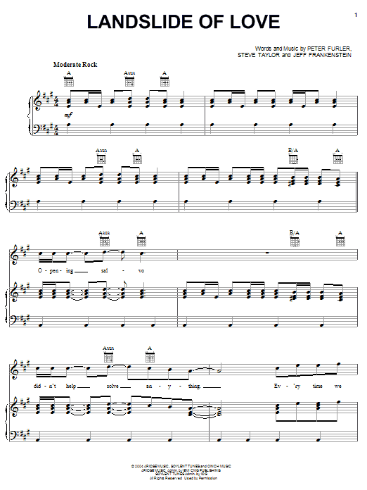 Newsboys Landslide Of Love sheet music notes and chords arranged for Piano, Vocal & Guitar Chords (Right-Hand Melody)