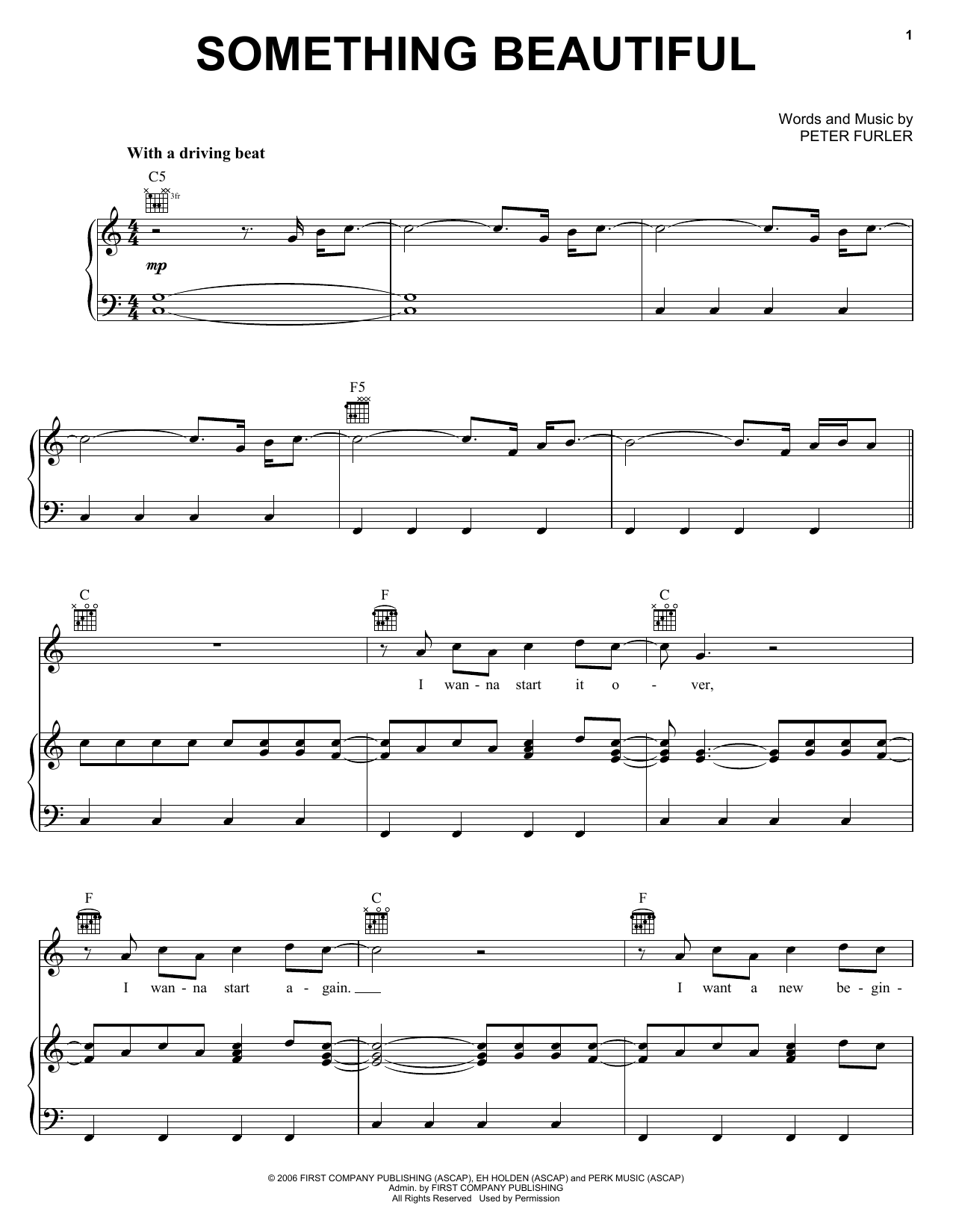 Newsboys Something Beautiful sheet music notes and chords arranged for Piano, Vocal & Guitar Chords (Right-Hand Melody)