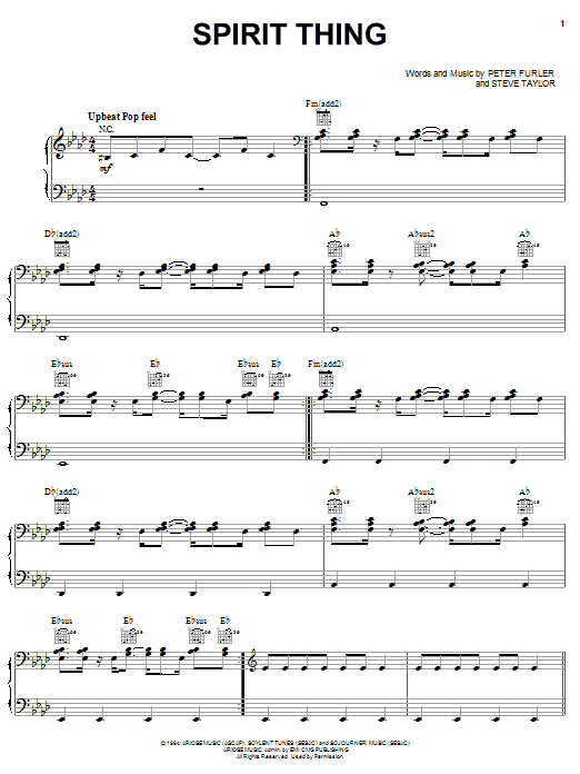 Newsboys Spirit Thing sheet music notes and chords arranged for Piano, Vocal & Guitar Chords (Right-Hand Melody)