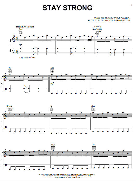 Newsboys Stay Strong sheet music notes and chords arranged for Piano, Vocal & Guitar Chords (Right-Hand Melody)