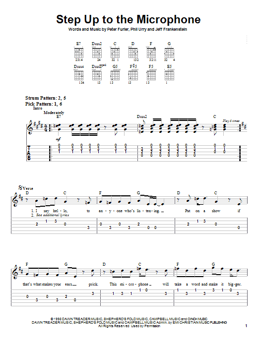 Newsboys Step Up To The Microphone sheet music notes and chords arranged for Easy Guitar Tab
