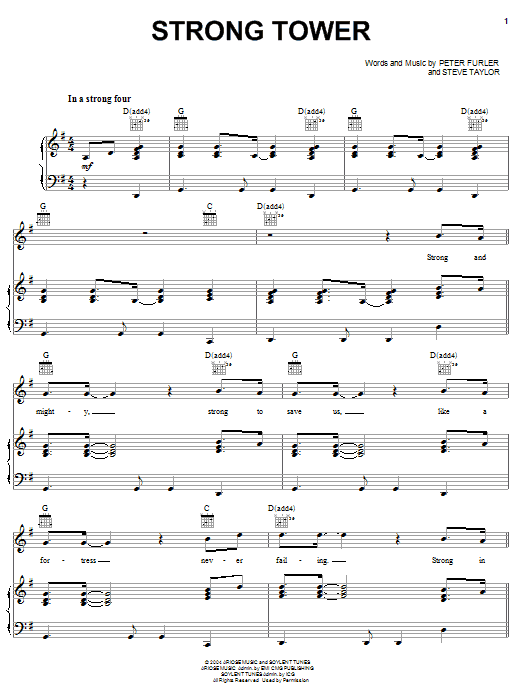 Newsboys Strong Tower sheet music notes and chords arranged for Piano, Vocal & Guitar Chords (Right-Hand Melody)