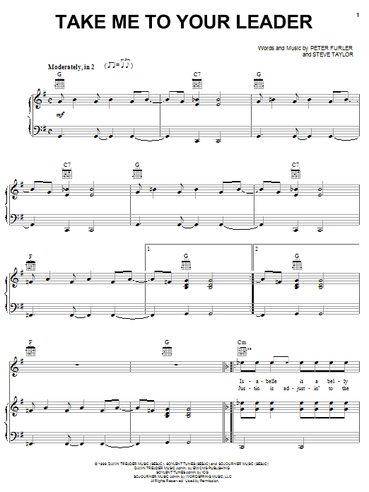 Newsboys Take Me To Your Leader sheet music notes and chords arranged for Piano, Vocal & Guitar Chords (Right-Hand Melody)