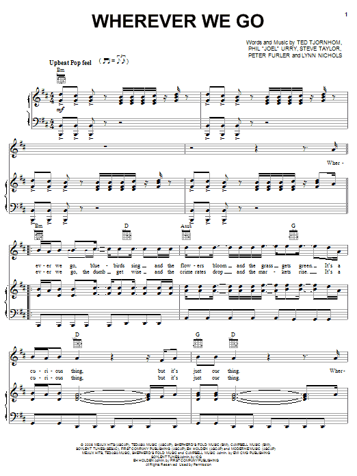 Newsboys Wherever We Go sheet music notes and chords arranged for Piano, Vocal & Guitar Chords (Right-Hand Melody)
