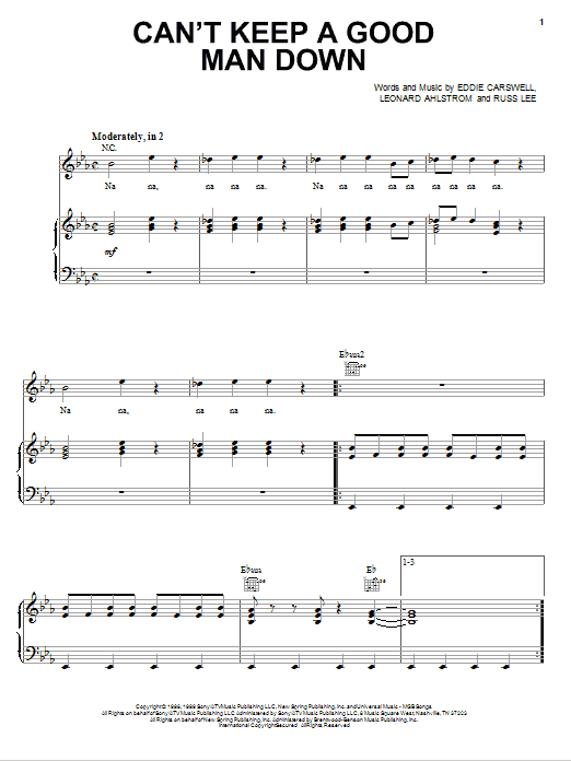Newsong Can't Keep A Good Man Down sheet music notes and chords arranged for Lead Sheet / Fake Book