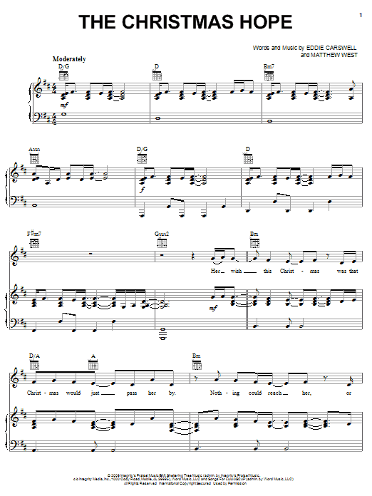 Newsong The Christmas Hope sheet music notes and chords arranged for Piano, Vocal & Guitar Chords (Right-Hand Melody)