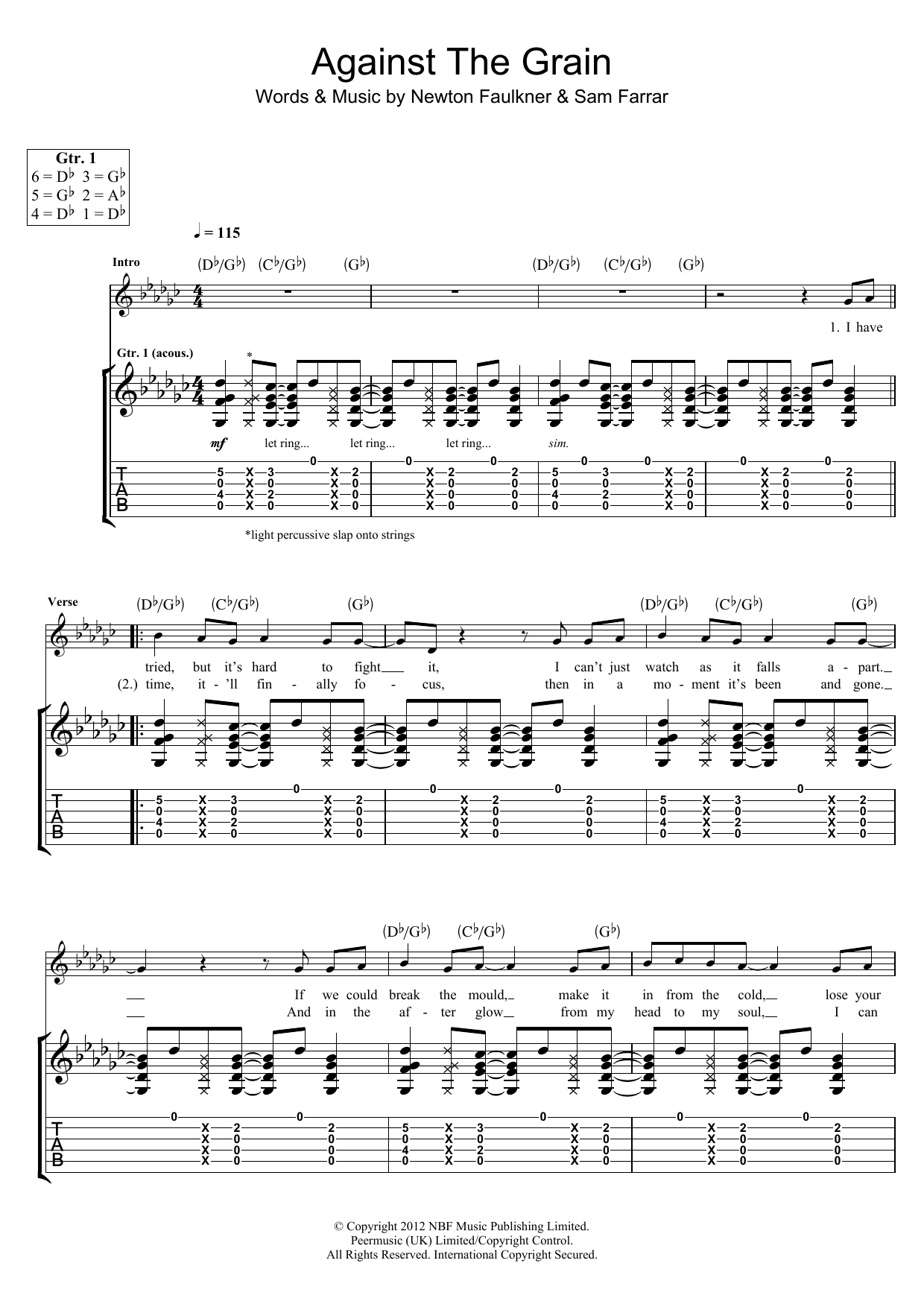 Newton Faulkner Against The Grain sheet music notes and chords arranged for Guitar Tab