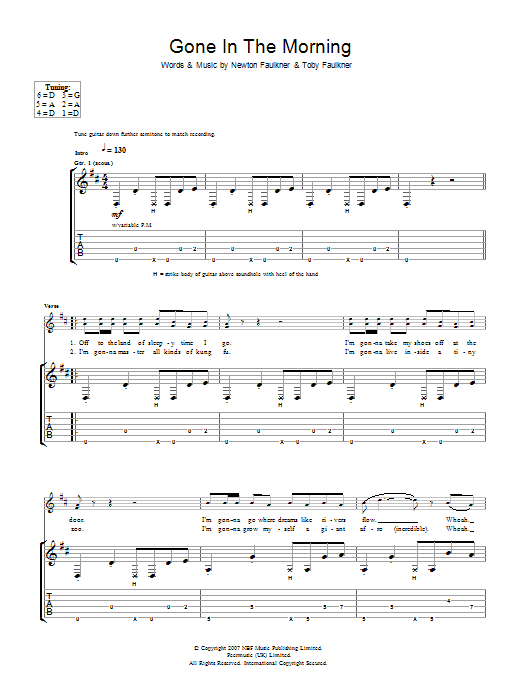 Newton Faulkner Gone In The Morning sheet music notes and chords arranged for Guitar Tab