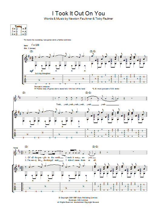Newton Faulkner I Took It Out On You sheet music notes and chords arranged for Guitar Tab