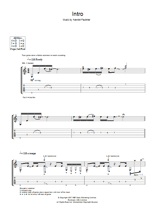Newton Faulkner Intro sheet music notes and chords arranged for Guitar Tab