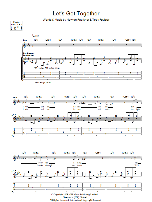 Newton Faulkner Let's Get Together sheet music notes and chords arranged for Guitar Tab