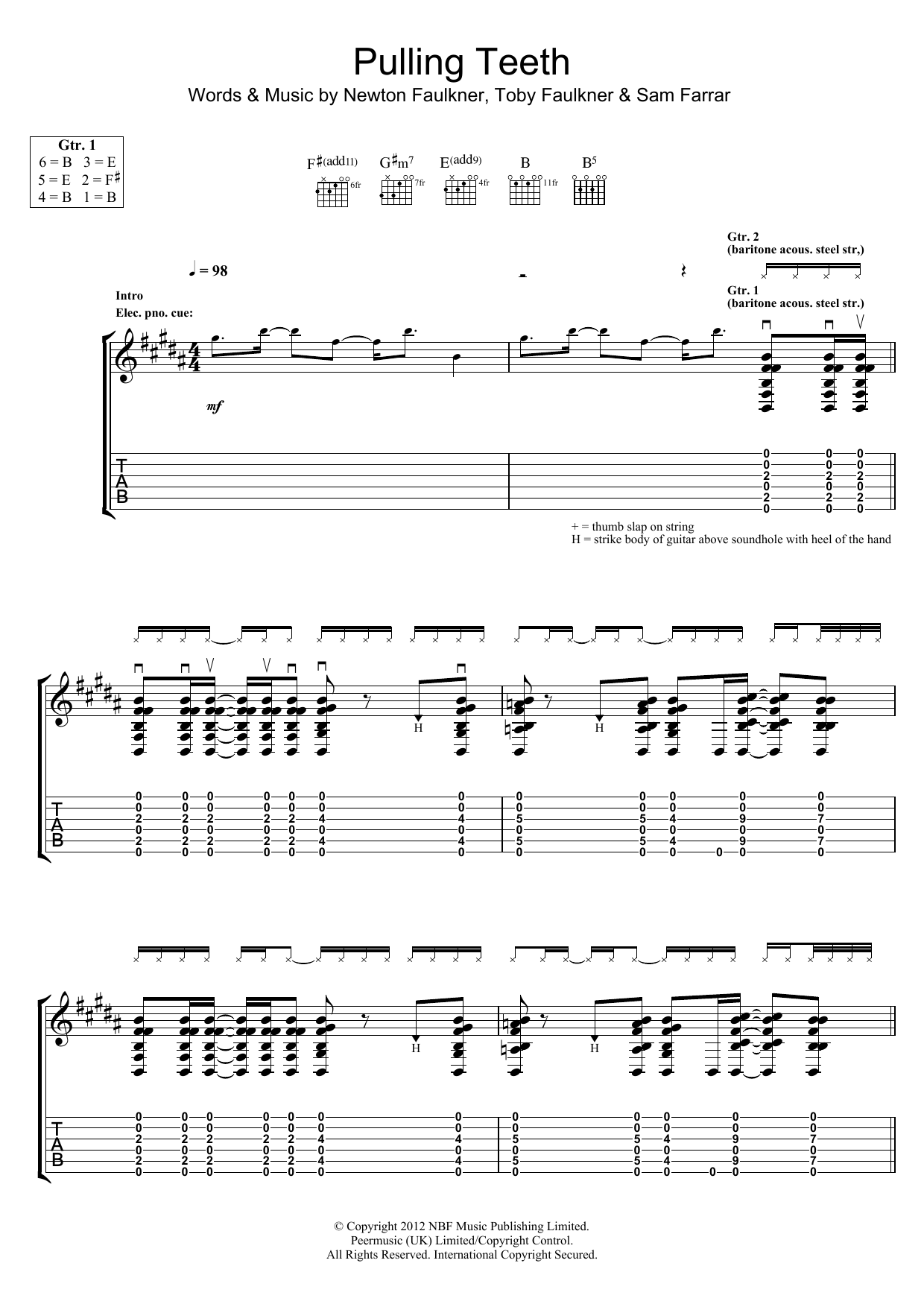 Newton Faulkner Pulling Teeth sheet music notes and chords arranged for Guitar Tab