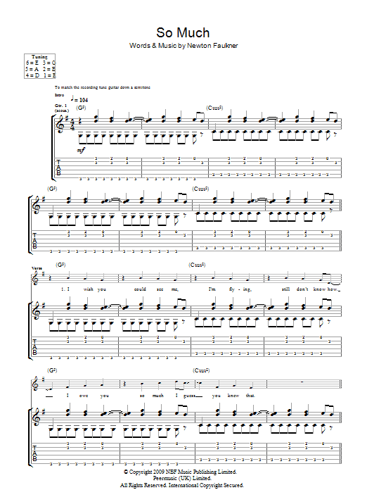 Newton Faulkner So Much sheet music notes and chords arranged for Guitar Tab