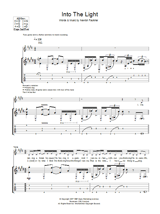 Newton Faulkner To The Light sheet music notes and chords arranged for Guitar Tab