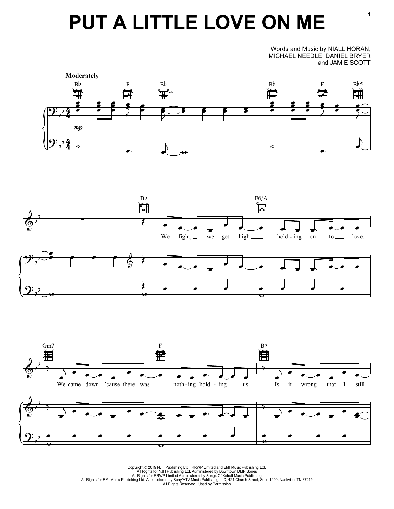 Niall Horan Put A Little Love On Me sheet music notes and chords arranged for Piano, Vocal & Guitar Chords (Right-Hand Melody)