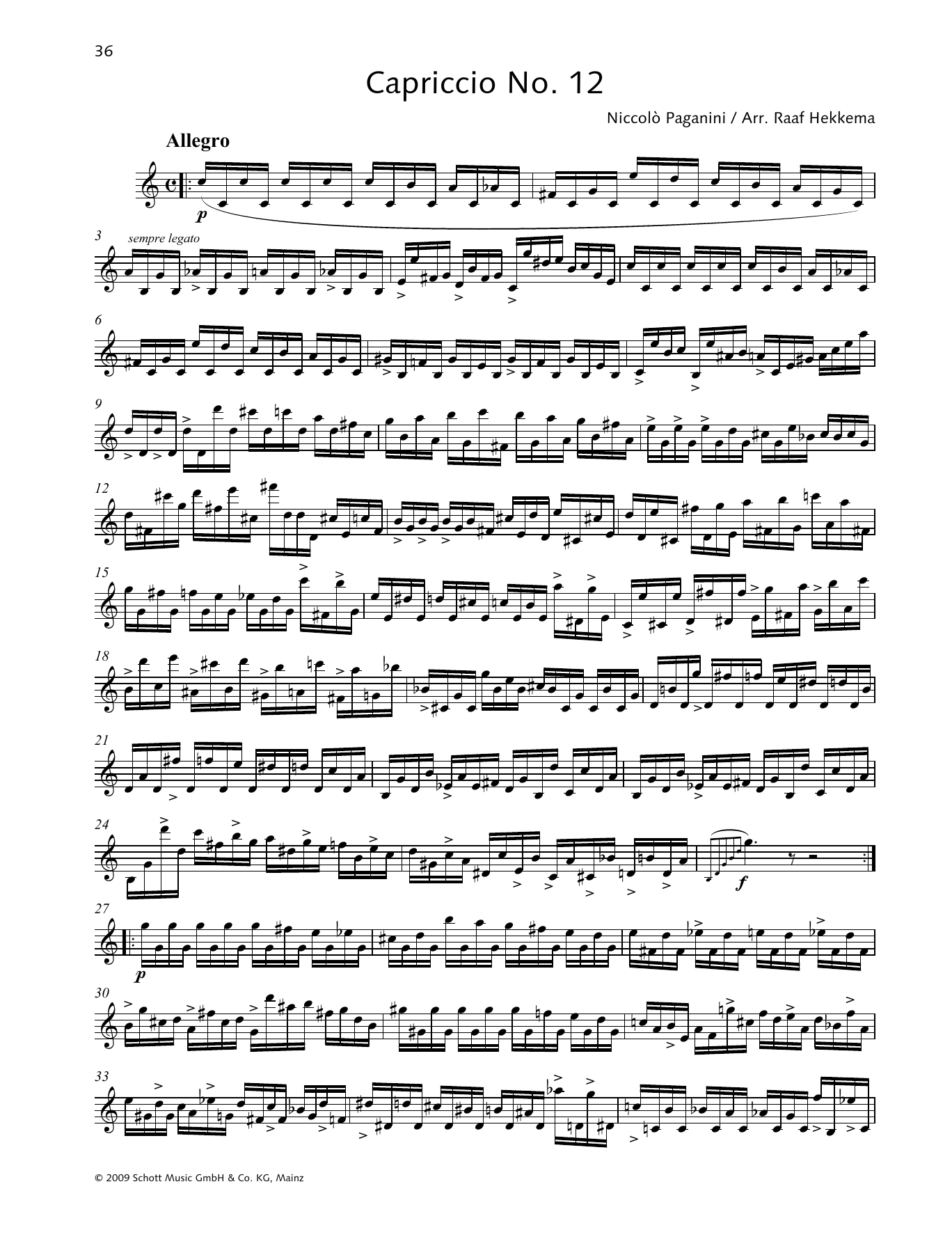 Niccolo Paganini Capriccio No. 12 sheet music notes and chords arranged for Woodwind Solo