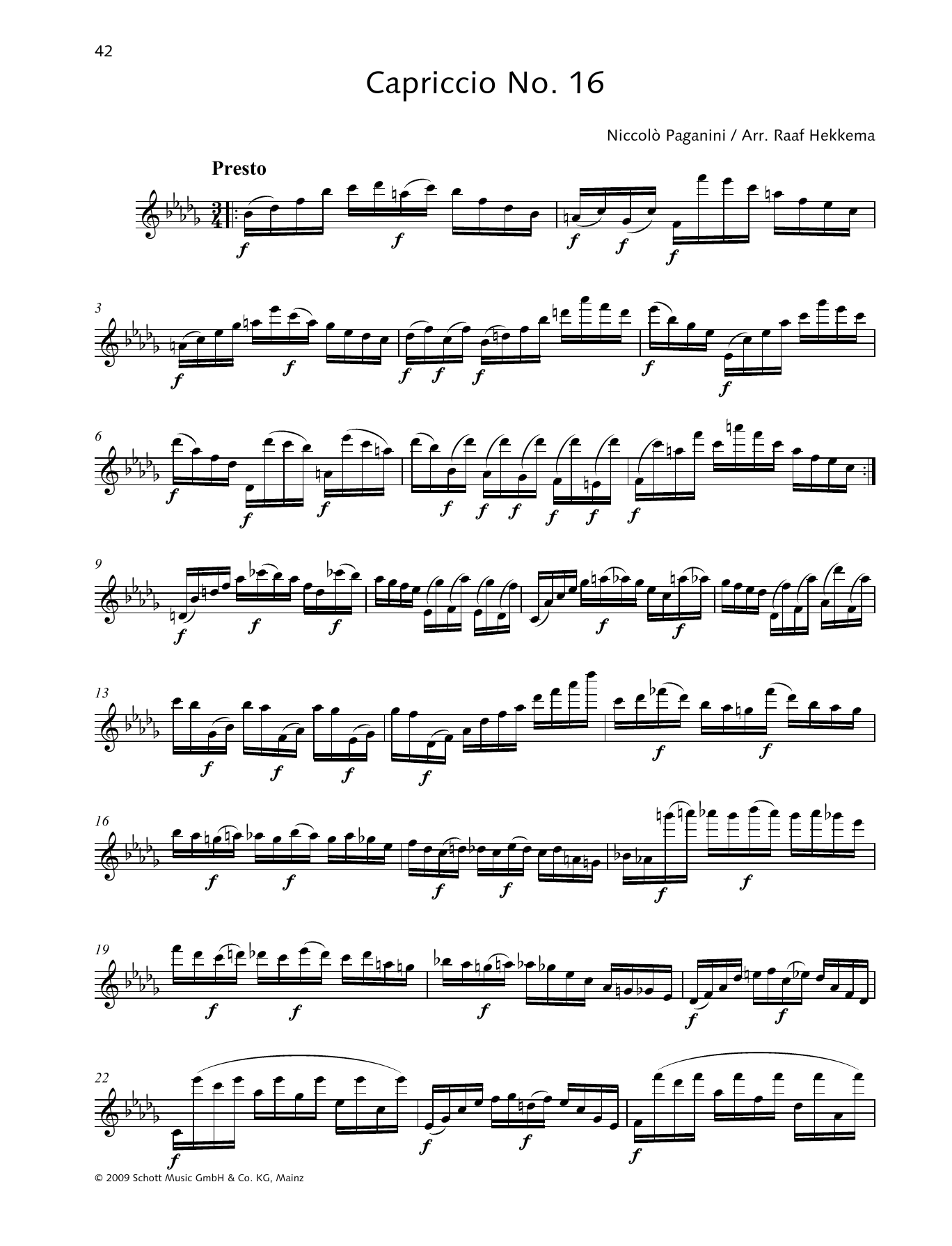 Niccolo Paganini Capriccio No. 16 sheet music notes and chords arranged for Woodwind Solo