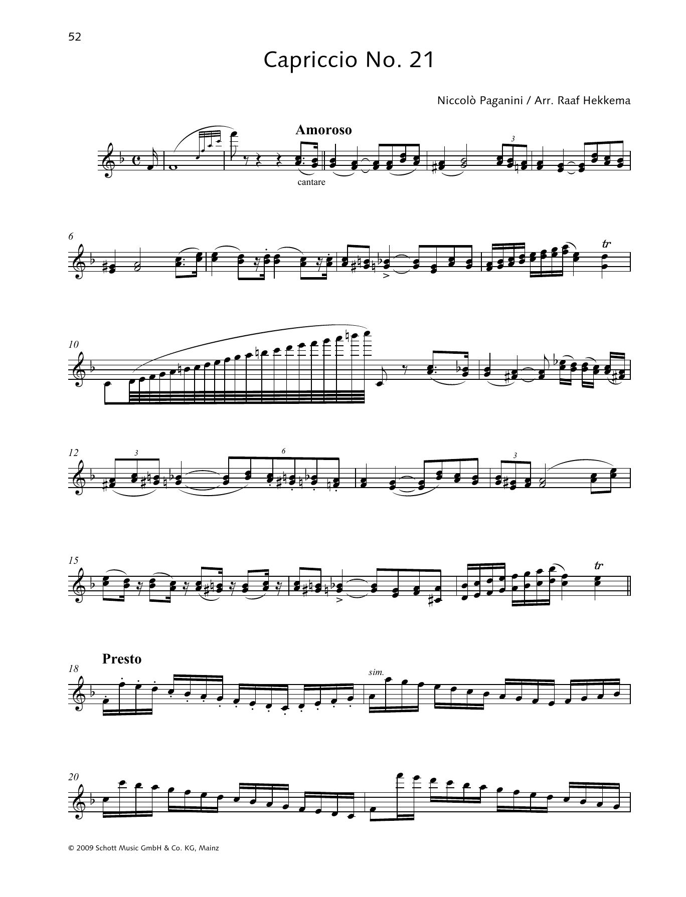 Niccolo Paganini Capriccio No. 21 sheet music notes and chords arranged for Woodwind Solo