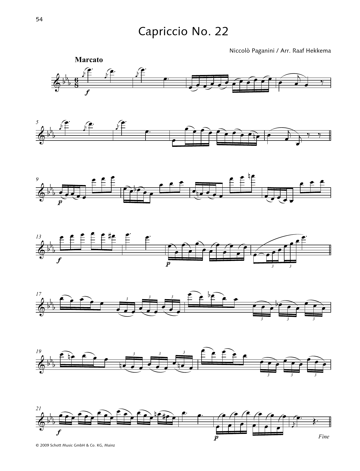 Niccolo Paganini Capriccio No. 22 sheet music notes and chords arranged for Woodwind Solo