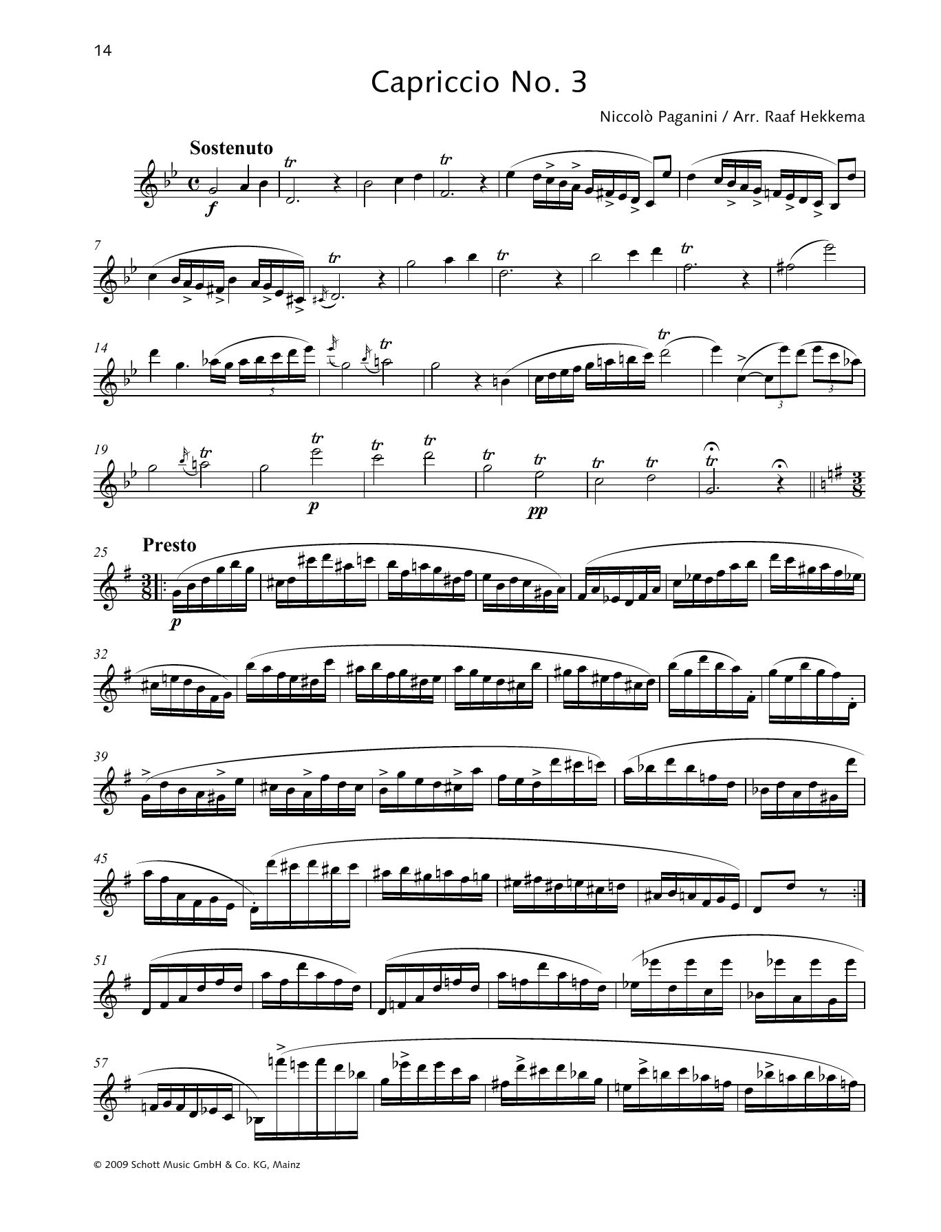 Niccolo Paganini Capriccio No. 3 sheet music notes and chords arranged for Woodwind Solo