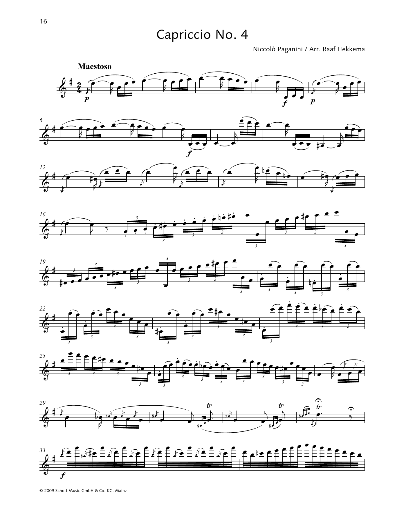 Niccolo Paganini Capriccio No. 4 sheet music notes and chords arranged for Woodwind Solo