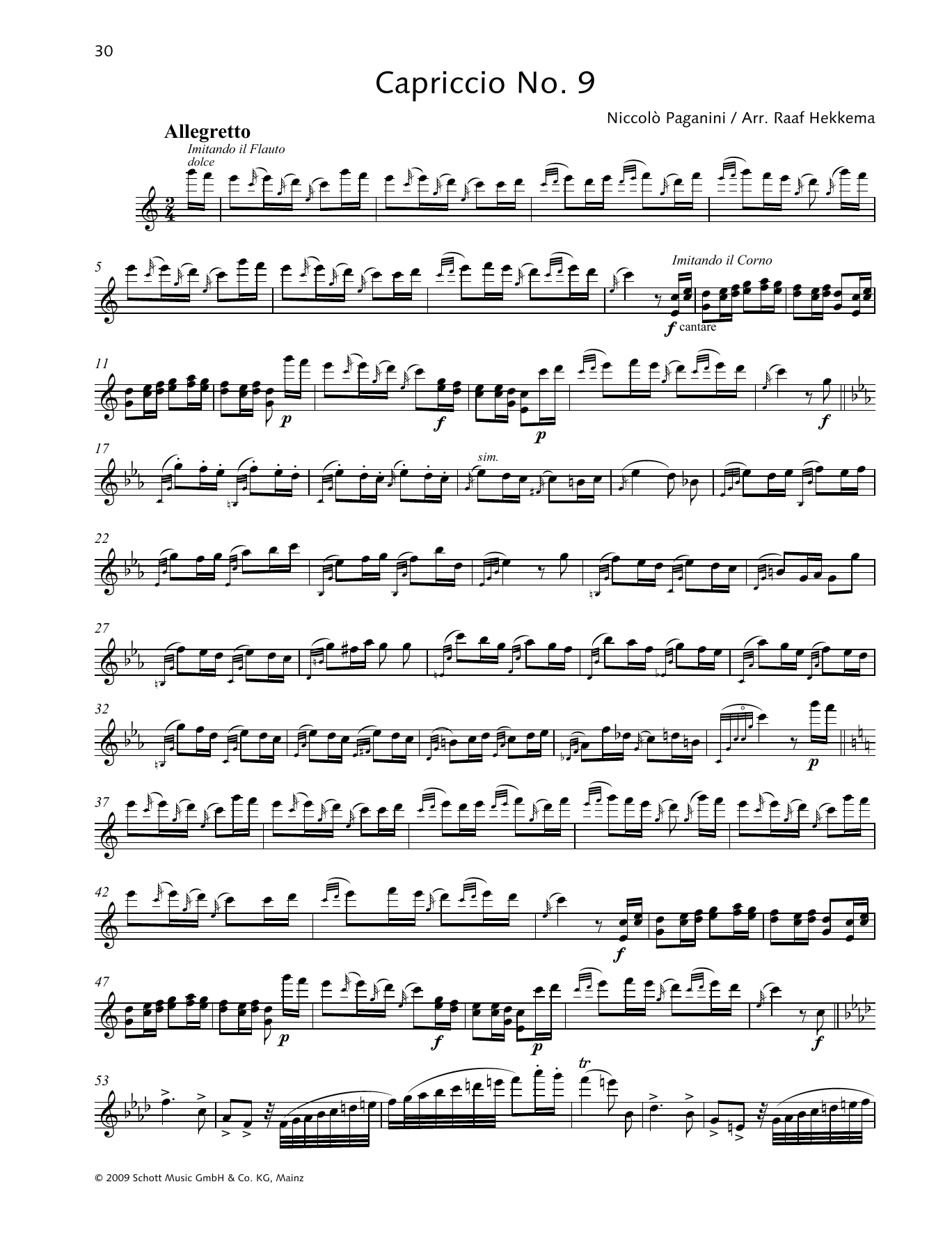 Niccolo Paganini Capriccio No. 9 sheet music notes and chords arranged for Woodwind Solo