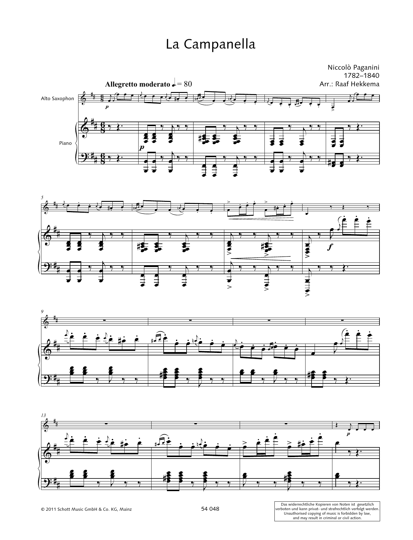 Niccolo Paganini La Campanella sheet music notes and chords arranged for Woodwind Solo