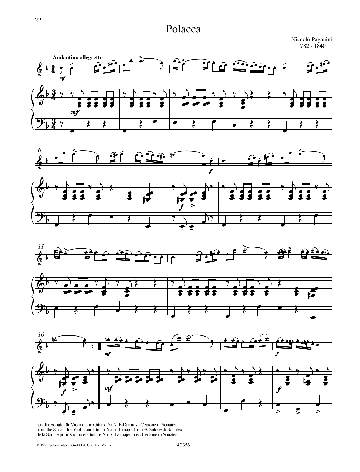 Niccolo Paganini Polacca sheet music notes and chords arranged for Woodwind Solo