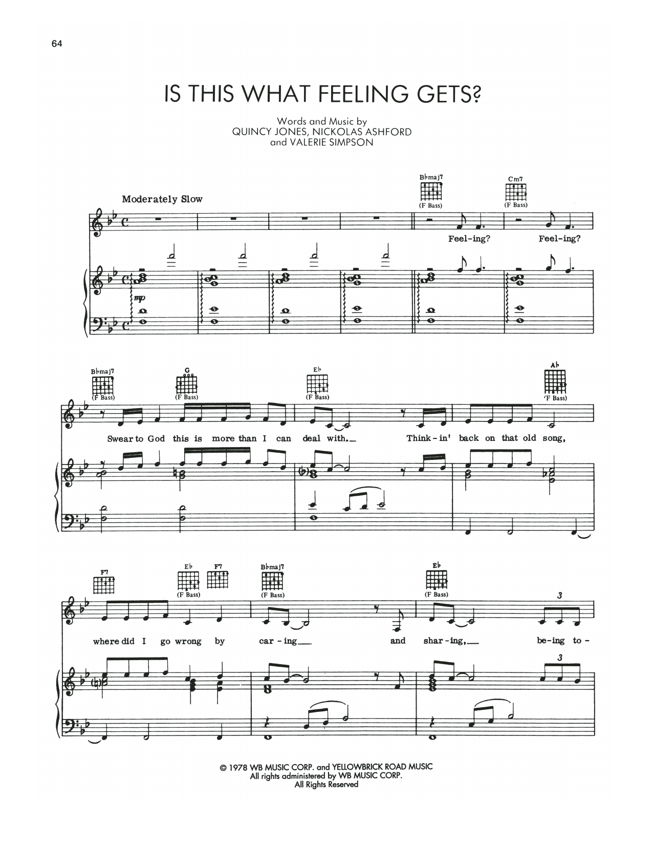 Nicholas Ashford and Quincy Jones Is This What Feeling Gets? (Dorothy's Theme) (from The Wiz) sheet music notes and chords arranged for Piano, Vocal & Guitar Chords (Right-Hand Melody)