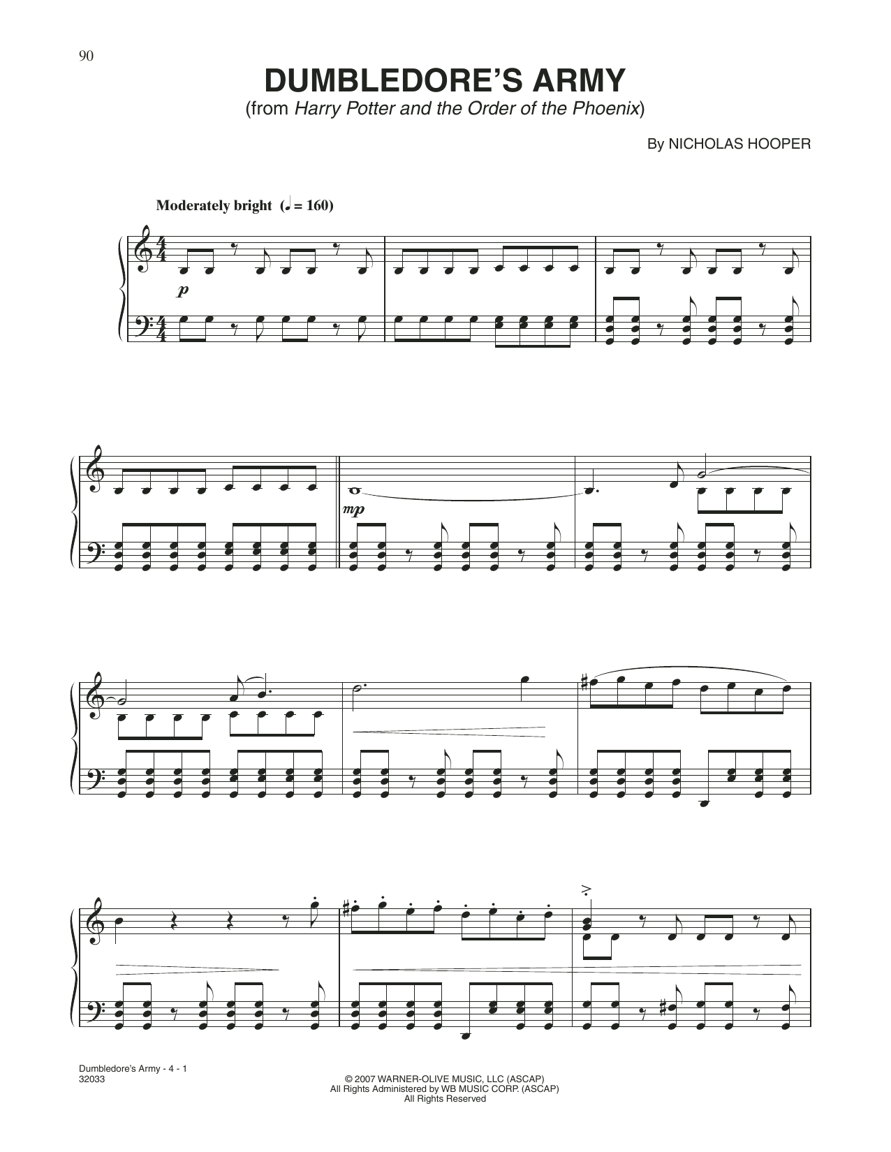 Nicholas Hooper Dumbledore's Army (from Harry Potter And The Order Of The Phoenix) sheet music notes and chords arranged for Piano Solo