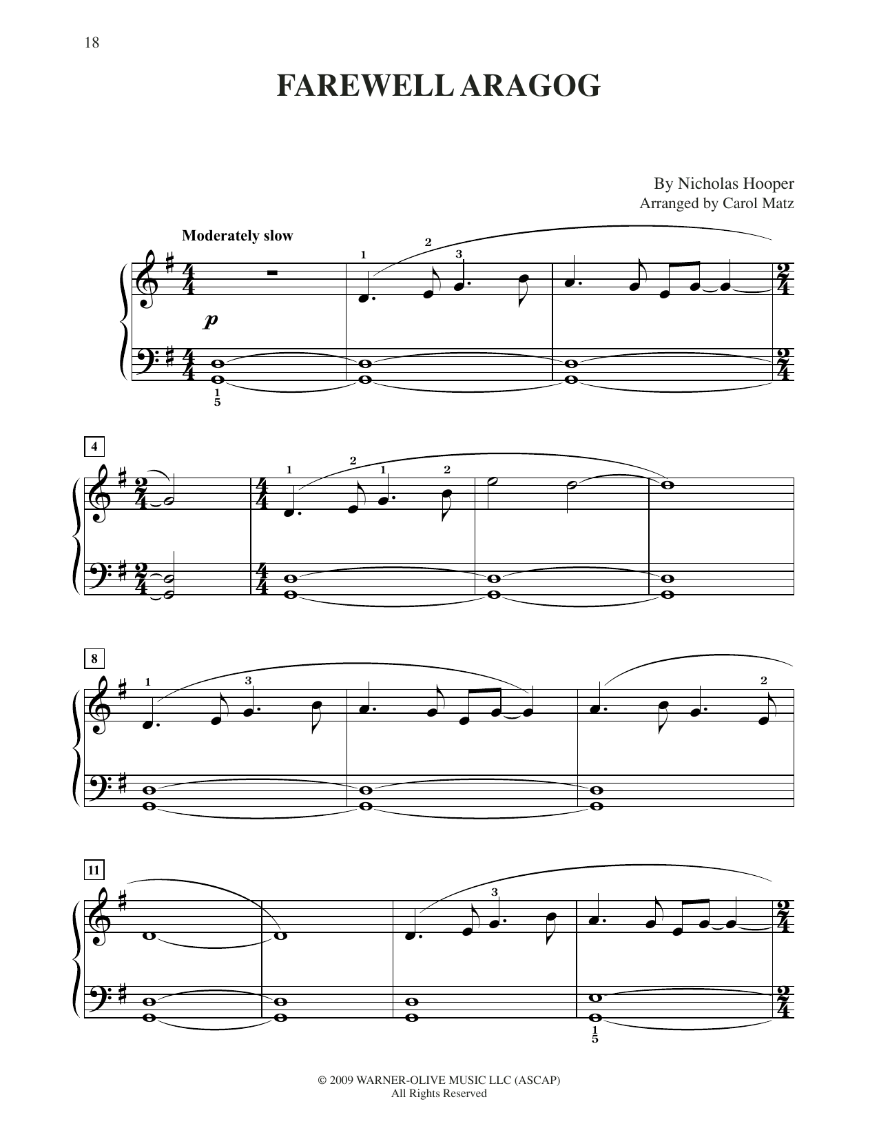 Nicholas Hooper Farewell Aragog (from Harry Potter) (arr. Carol Matz) sheet music notes and chords arranged for Big Note Piano