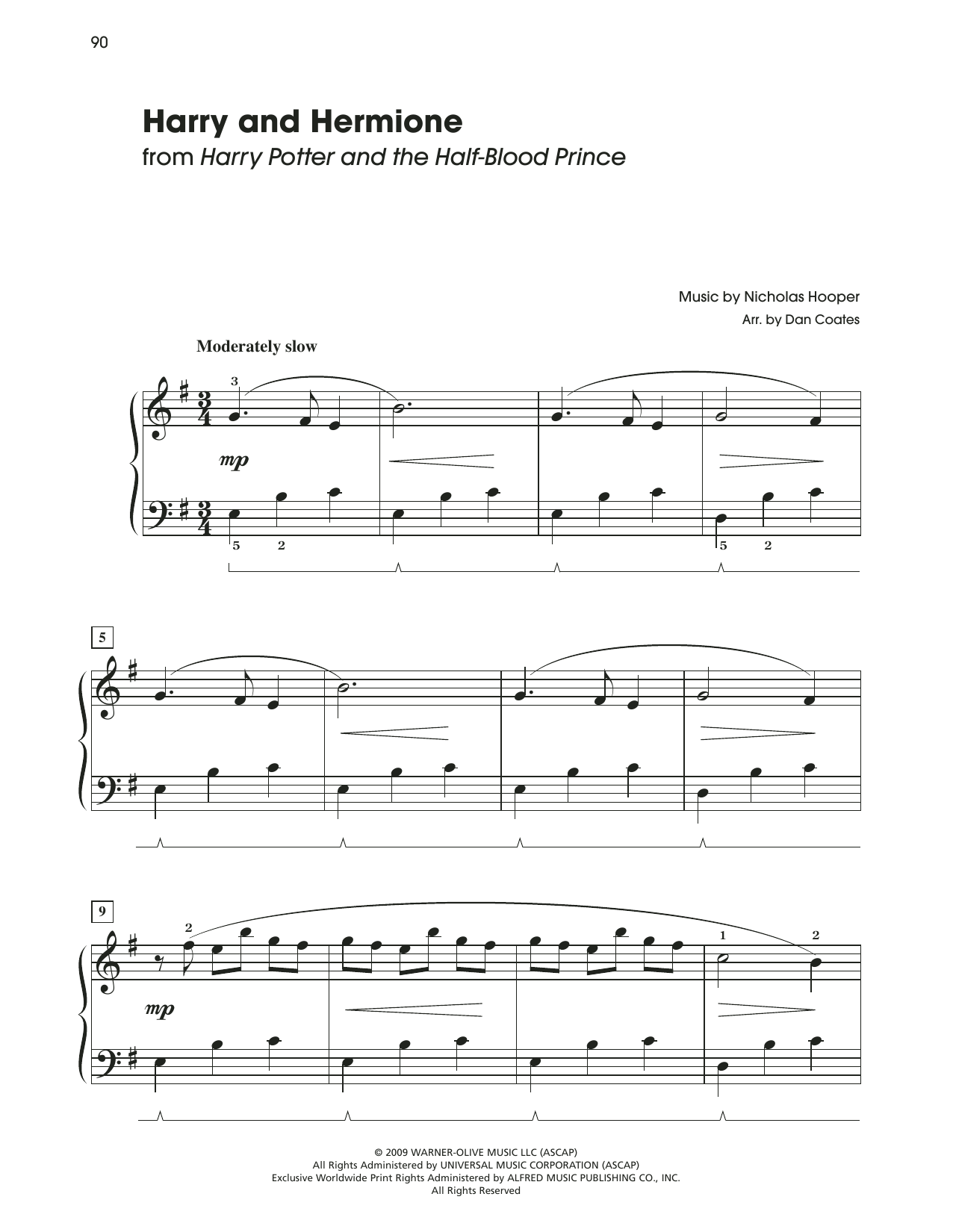 Nicholas Hooper Harry & Hermione (from Harry Potter And The Half-Blood Prince) sheet music notes and chords arranged for Easy Piano